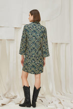 Load image into Gallery viewer, KALIDONA PRINTED MINI DRESS DRAPPED NECK VISCOSE