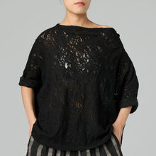 Load image into Gallery viewer, 240382 SHEER BLACK TEXTURED TOP
