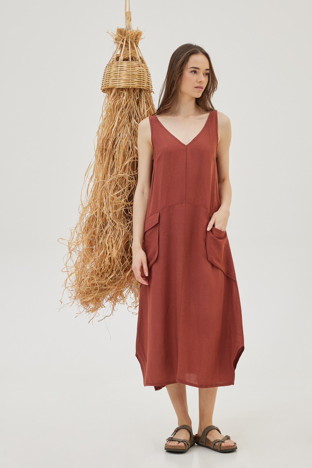 CHARAKI MIDI LINEN DRESS