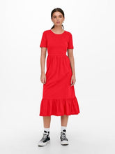 Load image into Gallery viewer, ONLMAYPEPLUM SHORT SLEEVE MIDI DRESS COTTON
