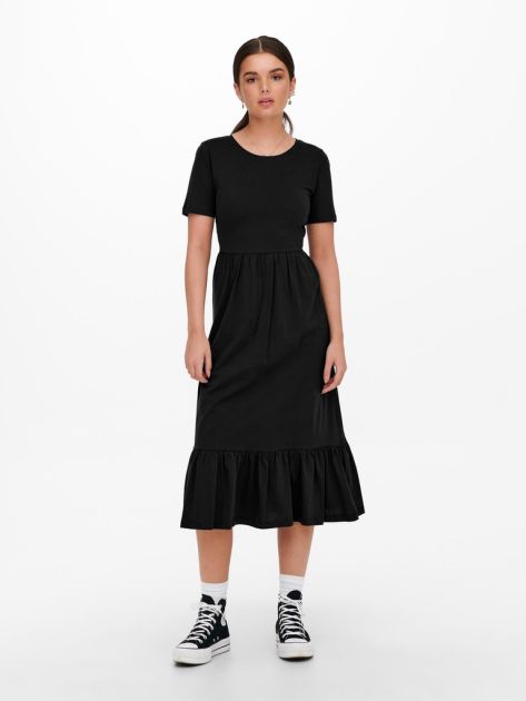 ONLMAYPEPLUM SHORT SLEEVE MIDI DRESS COTTON