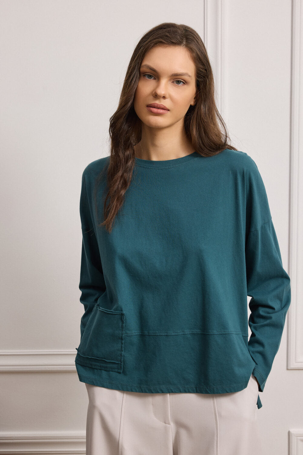 TOBY COTTON BLOUSE ASYMMETRIC WITH POCKET