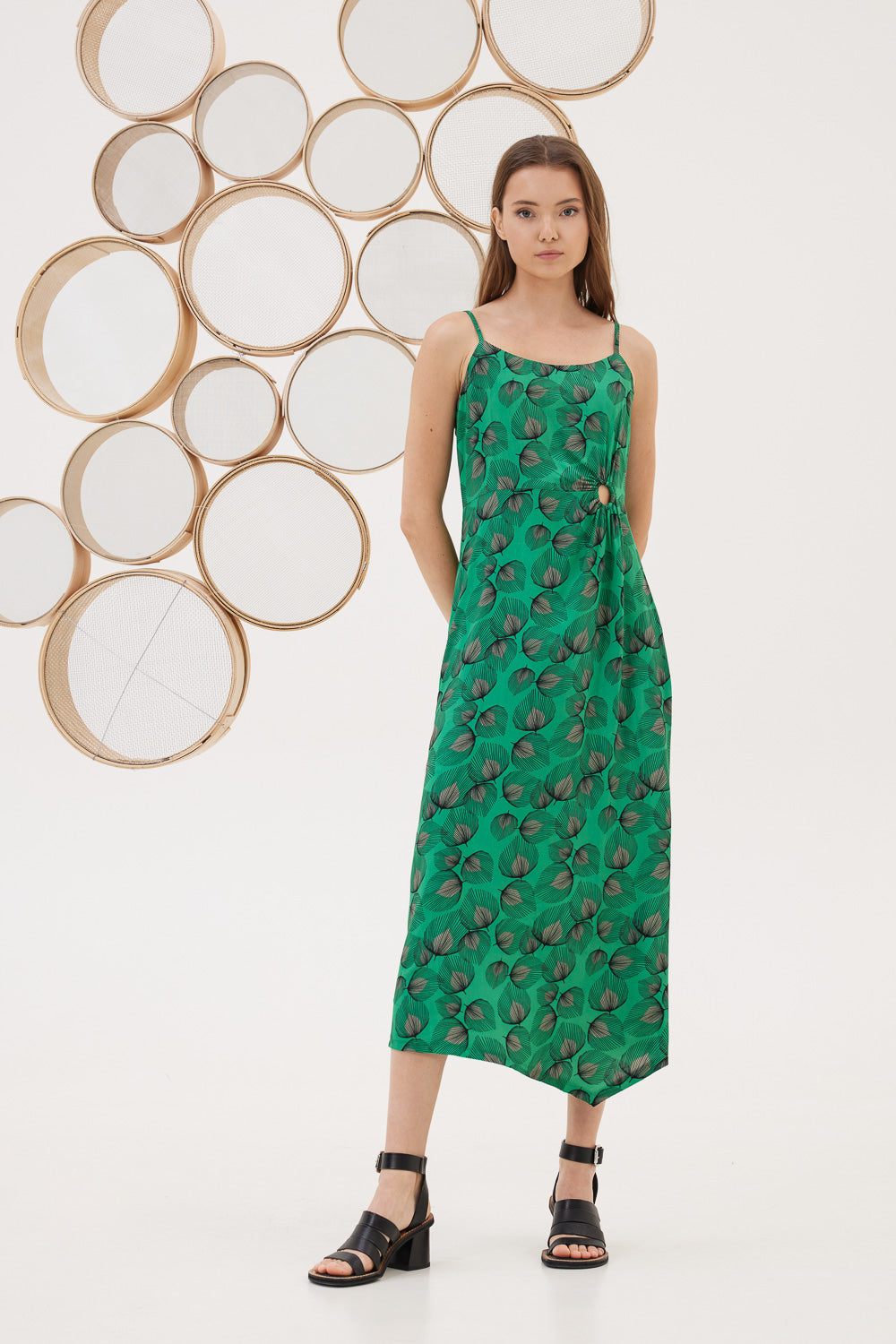 KERKIRA SLEEVELESS PRINTED MIDI DRESS