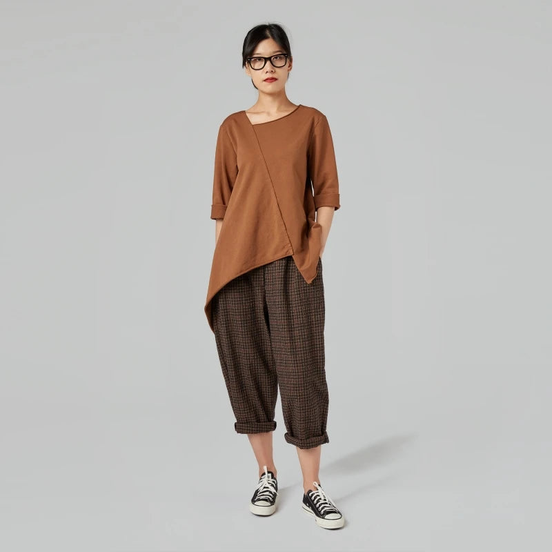 223727 3/4 SLEEVE  BLOUSE ASYMMETRICAL